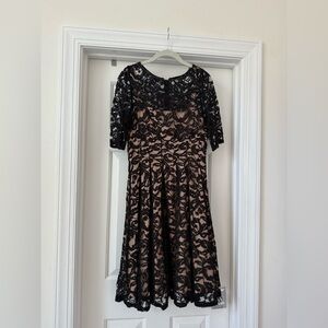 Adrianna Papell Black and Nude Lace Dress
